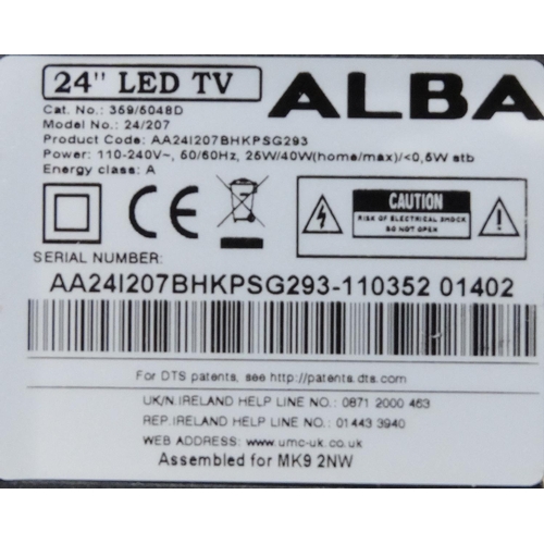 61 - Alba 24'' LED television with remote and two blue ray DVD players