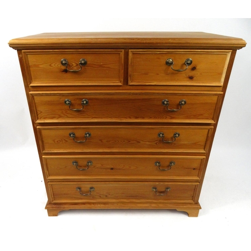 10 - Pine chest fitted with an arrangement of two short and four graduated long drawers, 98cm high x 92cm... 