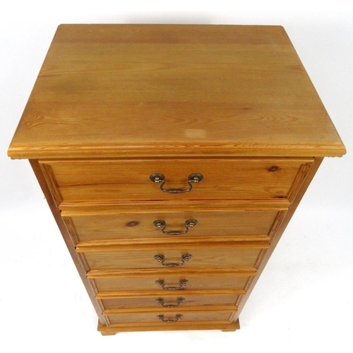 42 - Pine six drawer chest, 116cm high x 60cm wide x 46cm deep