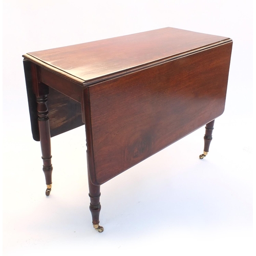 14 - Early Victorian mahogany drop leaf table, 69cm high x 89cm deep (when opened 118cm)