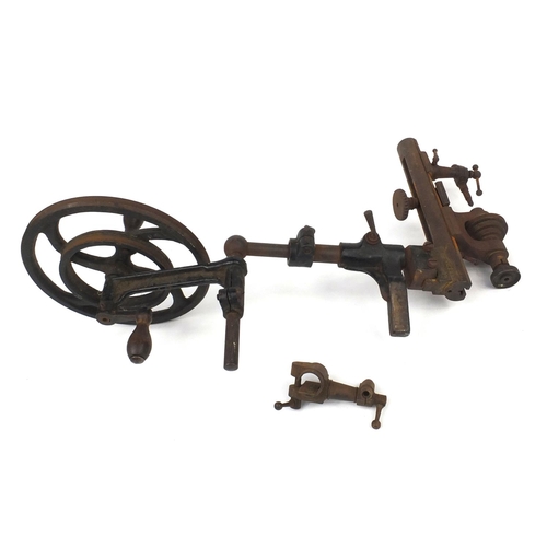 141 - Large cast iron watch makers lathe, 54cm long