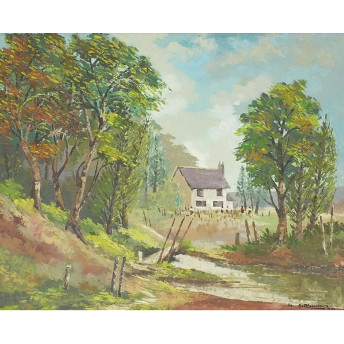 2057 - Soukhaseum - Oil onto canvas, North England countryside 'During The Summertime', gilt framed, 78cm x... 