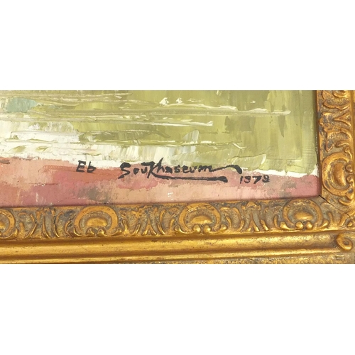2057 - Soukhaseum - Oil onto canvas, North England countryside 'During The Summertime', gilt framed, 78cm x... 