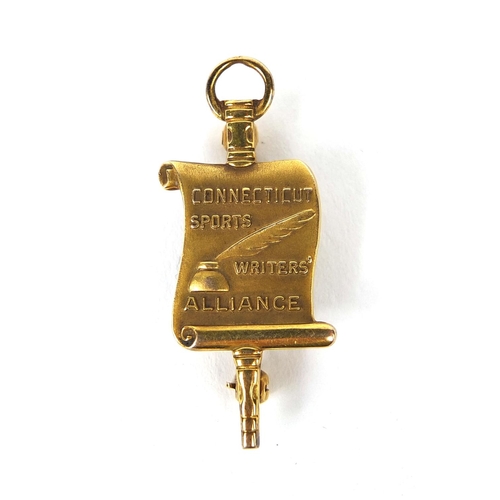 164 - American baseball interest Gold coloured metal Connecticut sports writers alliance pin brooch, award... 
