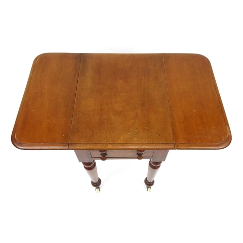2024 - Victorian mahogany Pembroke work table, fitted with two drawers raised on turned legs with china cas... 