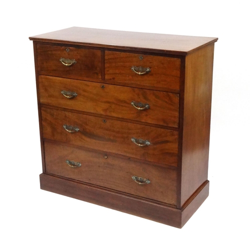 2015 - Good quality Victorian walnut chest, fitted with two short drawers above three long drawers and good... 
