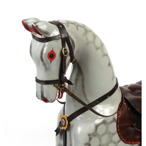 2016 - Large painted dapple grey rocking horse, 125cm high