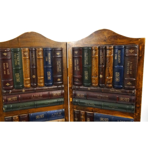 2029 - Four panel screen modelled as a bookcase, 150cm high x 166cm wide