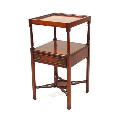 2036 - Georgian style mahogany night stand with centre drawer, 70cm high x 37cm wide