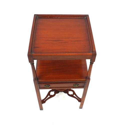 2036 - Georgian style mahogany night stand with centre drawer, 70cm high x 37cm wide