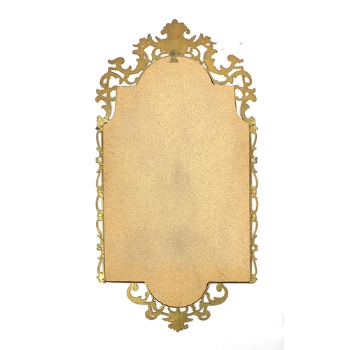 2017 - Ornate brass framed mirror decorated with C scrolls and acanthus leaves, 91cm high