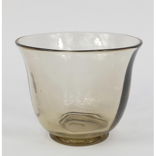 2315 - Powell Whitefriars smokey glass vase, 15cm high