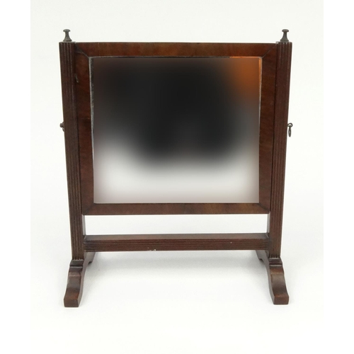 40 - Edwardian mahogany swing mirror with brass finials, 33cm high