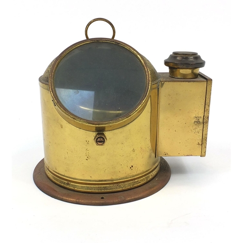 713 - Military interest brass ships compass, 20cm high