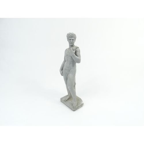 155 - Garden statue of a nude male, 75cm high