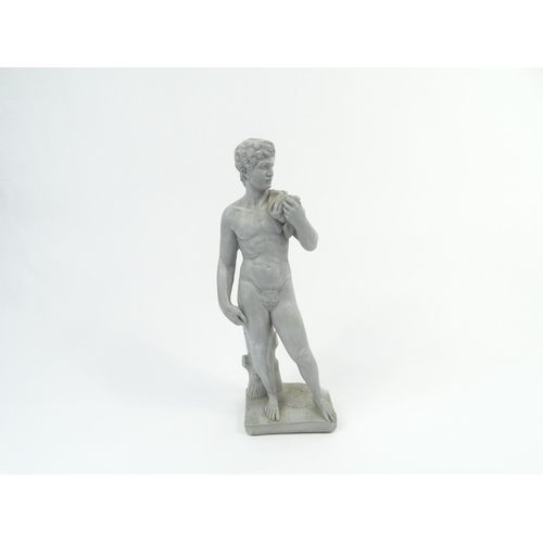 155 - Garden statue of a nude male, 75cm high