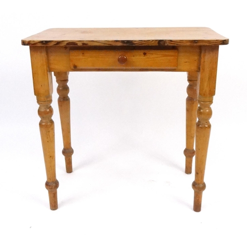 54 - Rectangular pine side table fitted with a frieze drawer, 75cm high x 76cm wide x 45cm deep