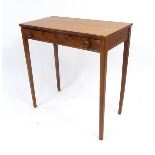 87 - Good quality side table with frieze drawer on tapering legs, 72cm high x 69cm wide x 35cm deep