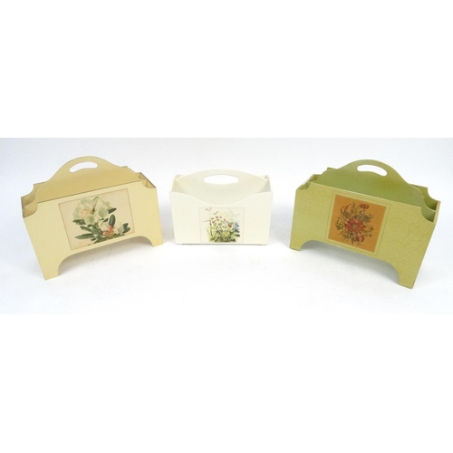 89 - Three magazine racks with floral decoration