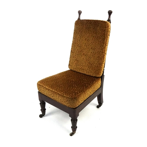 150 - Victorian mahogany spindle back chair with gold upholstered seat and back cushion