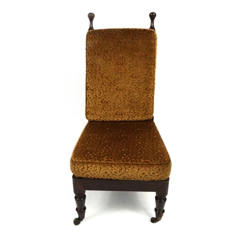 150 - Victorian mahogany spindle back chair with gold upholstered seat and back cushion