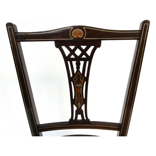 123 - Edwardian inlaid mahogany occasional chair