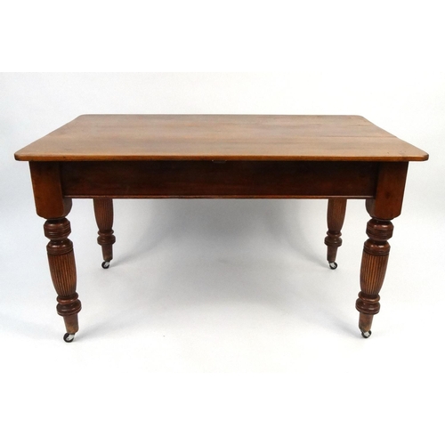 126 - Late 19th century rectangular dining table fitted with a drawer to one end, 79cm high x 137cm wide x... 