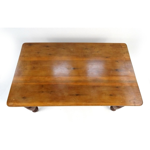 126 - Late 19th century rectangular dining table fitted with a drawer to one end, 79cm high x 137cm wide x... 