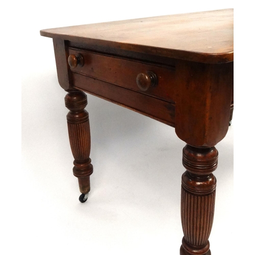 126 - Late 19th century rectangular dining table fitted with a drawer to one end, 79cm high x 137cm wide x... 