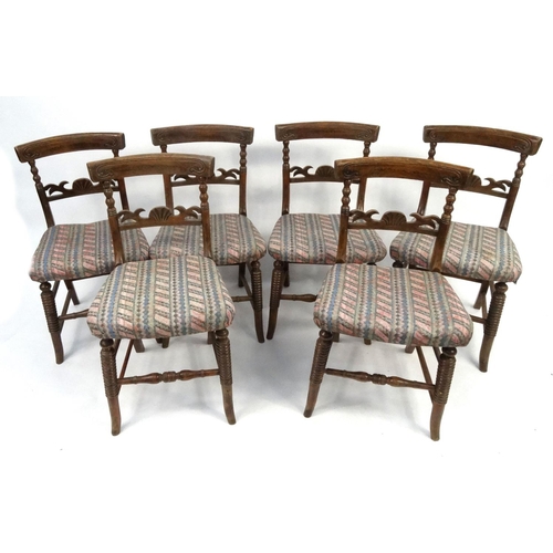 120 - Set of six carved beech dining chairs