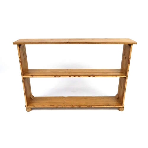 86 - Pine wall hanging shelf unit, 86cm high x 126cm wide x 23cm deep