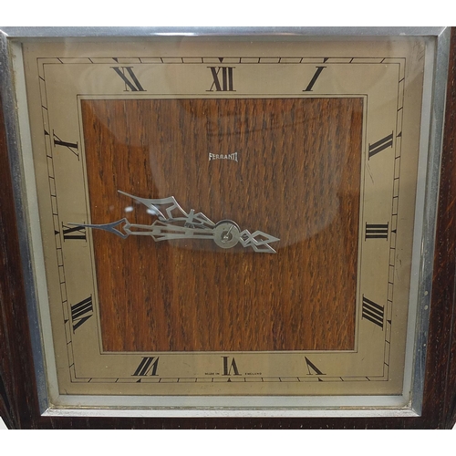 132 - Oak cased Grandaughter clock, the dial marked Ferranti, 136cm high