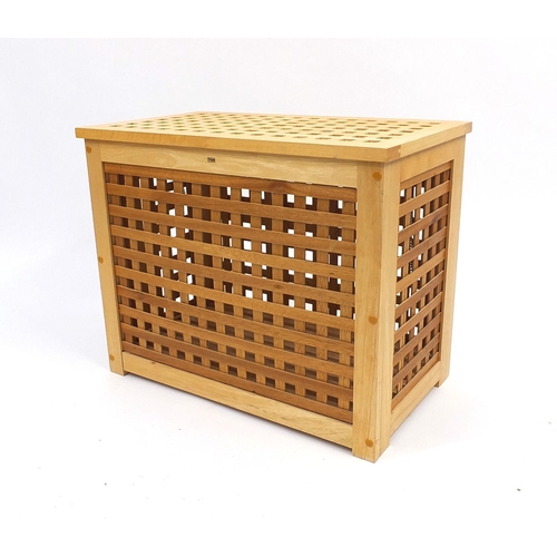 152 - Modern light wood laundry basket, 50cm high x 62cm wide x 36cm deep