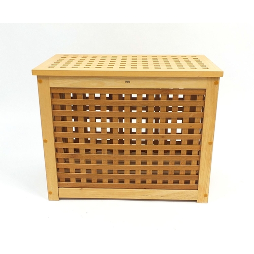 152 - Modern light wood laundry basket, 50cm high x 62cm wide x 36cm deep