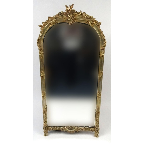 13 - Ornately gilt framed arch mirror with acanthus leaf crest, 160cm x 76cm