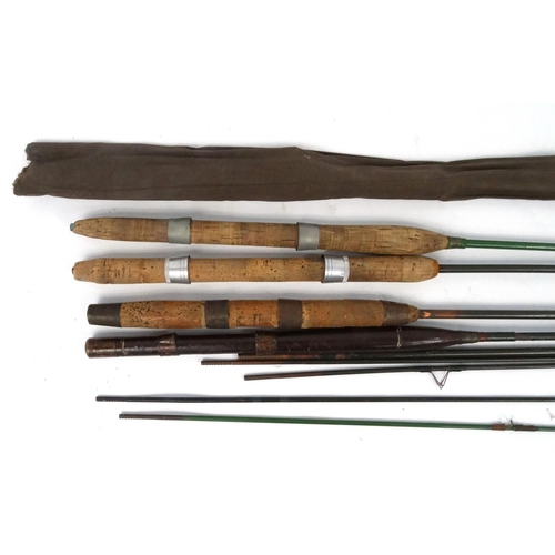 710 - Five World War II tank aerial fishing rods