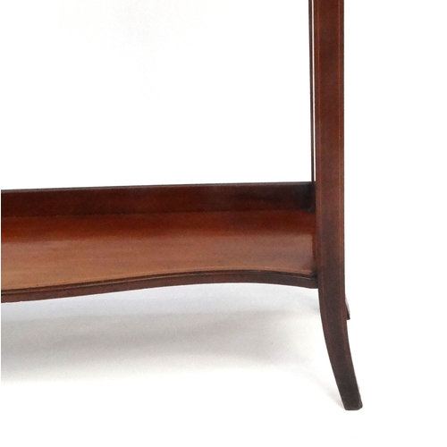 1 - Edwardian inlaid mahogany glazed bookcase, raised on square legs and under tier, 183cm high x 98cm w... 