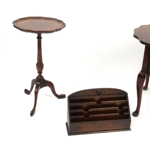 51 - Occasional furniture comprising sewing table, tripod occasional table, oak stool and an oak letterac... 