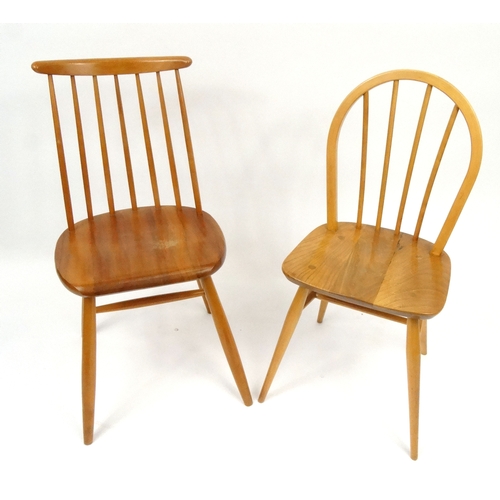 131 - Two Ercol elm stick back chairs