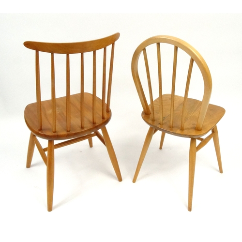 131 - Two Ercol elm stick back chairs