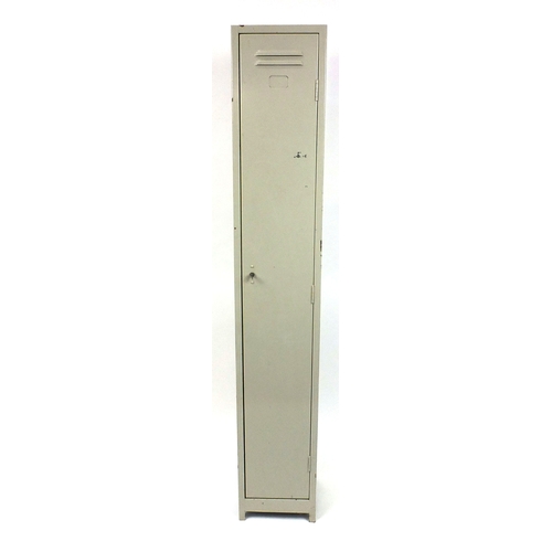 158 - Metal floor standing locker, 183cm high x 30cm wide x 31cm deep