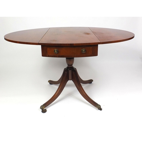 29 - Mahogany drop leaf dining table fitted with a drawer to each end, 78cm high x 140cm wide (extended) ... 