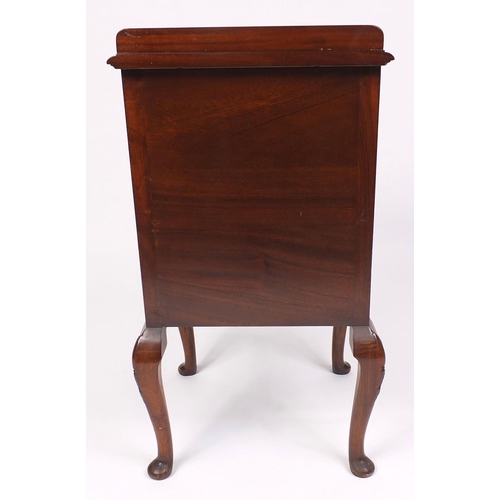 32 - Walnut pot cupboard with shell carved knees, 76cm high x 42cm wide x 41cm deep