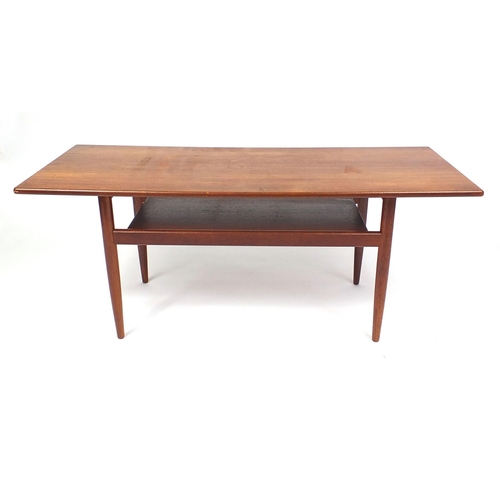 33 - Retro teak coffee table, 50cm high x 124cm wide x 49cm deep