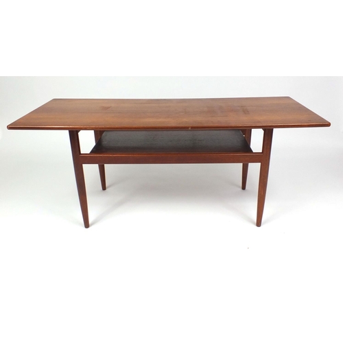 33 - Retro teak coffee table, 50cm high x 124cm wide x 49cm deep