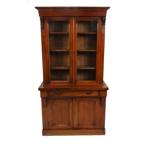 80 - Victorian mahogany chifoniere bookcase, 200cm high x 105cm wide x 38cm deep