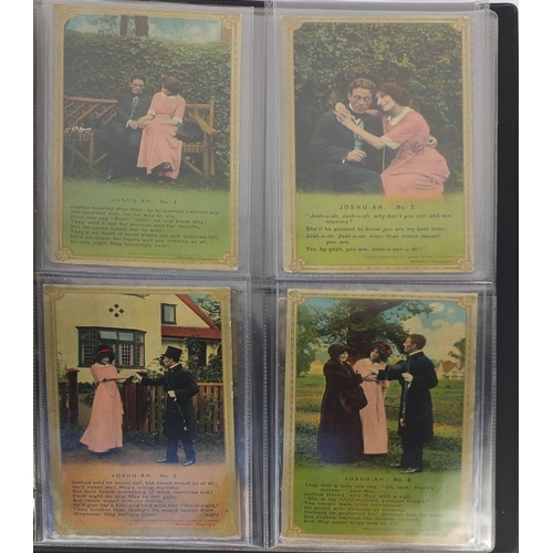 176 - Large collection of mostly Military interest World War I sweetheart postcards, housed in three album... 