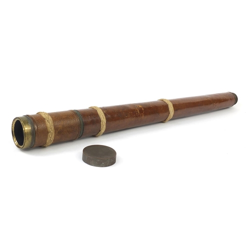 155 - Adie & Son of Edinburgh one drawer telescope, with leather binding, 70cm when extended