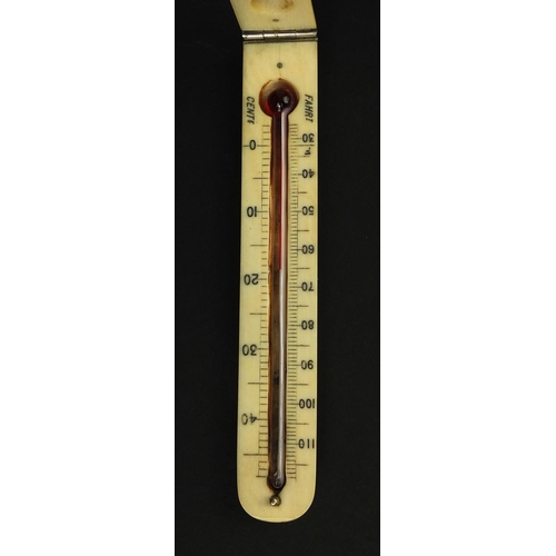 146 - R & J Beck of London ivory folding pocket thermometer, 10cm long