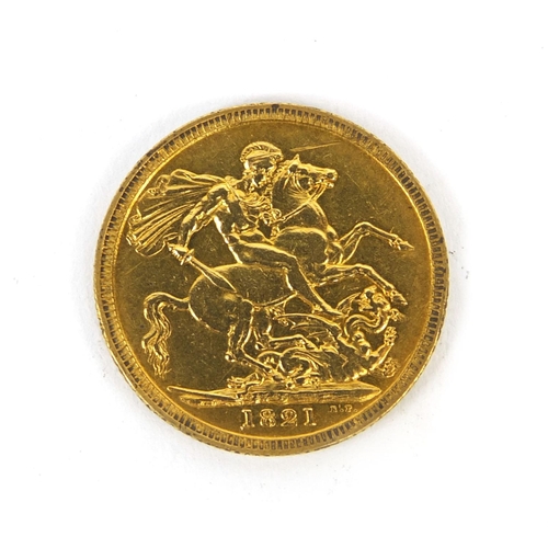 250 - George IV 1821 gold sovereign, approximately 2.2cm in diameter, approximate weight 8.0g